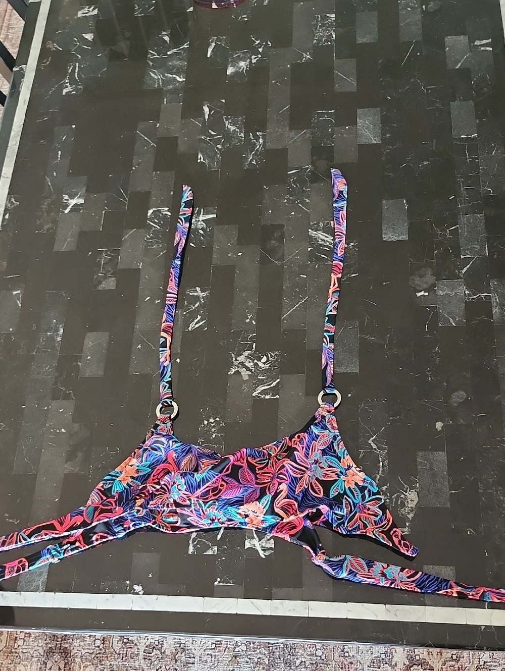 Colorful Tropical Print Bikini Top